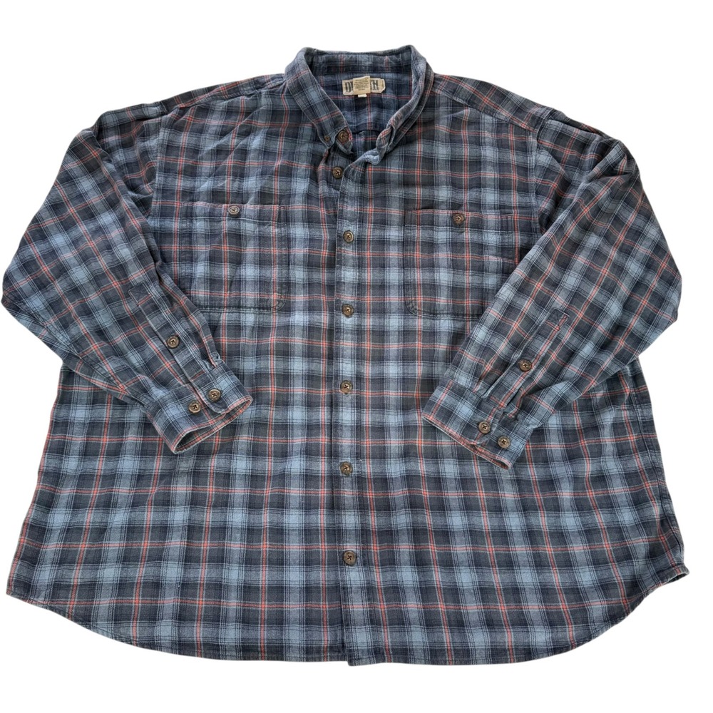 Duluth Trading Co. 3XL Plaid Flannel‎ Shirt Relaxed Fit Blue Red Menswear